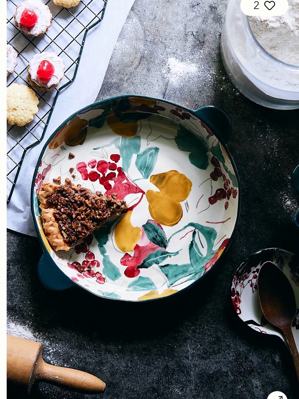 Anthropologie Holly and Pear Pie Dish